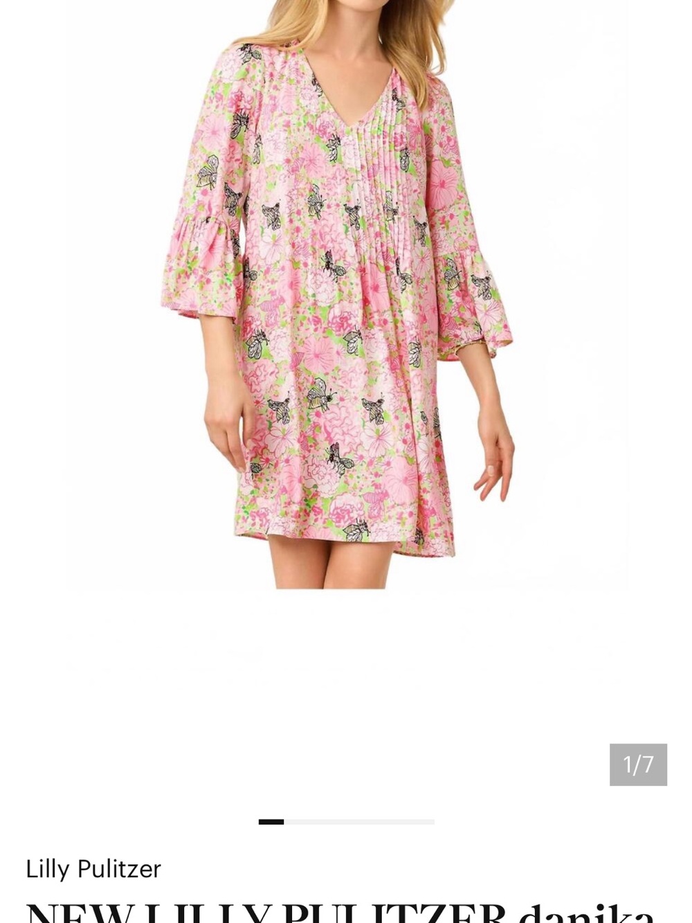 Lilly Pulitzer Pink Floral Pintuck Shift Dress for Girls